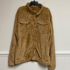 gingtto Mens Sherpa Fuzzy Jacket Size 3 Xl Khaki